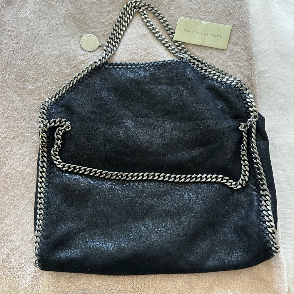 Stella McCartney Black Vegan Leather Falabella Chain Tote Bag